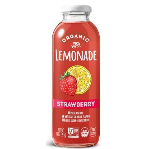 Order 7-Select Organic Strawberry Lemonade 14oz food online from 7-Eleven store, Natick on bringmethat.com