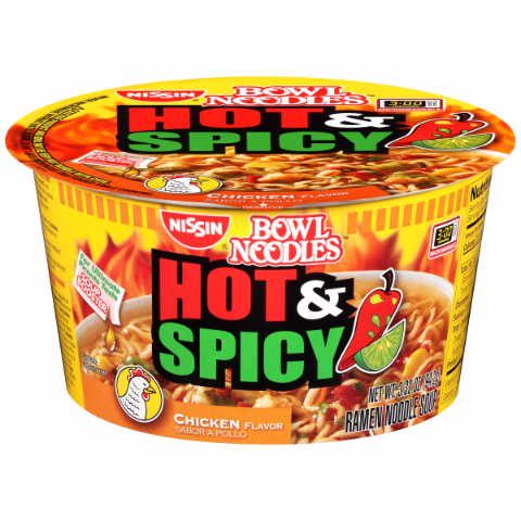 Order Nissin Hot & Spicy Chicken Noodle Bowl 3.32oz food online from 7-Eleven store, Aurora on bringmethat.com