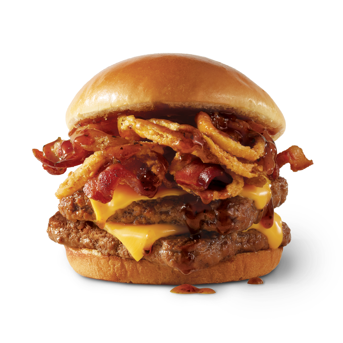 Order Bourbon Bacon Cheeseburger Double food online from Wendy's store, Wooster on bringmethat.com