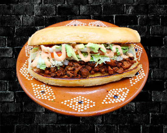 Order Pastor Torta food online from Rivas Mexican Grill#4 store, Henderson on bringmethat.com