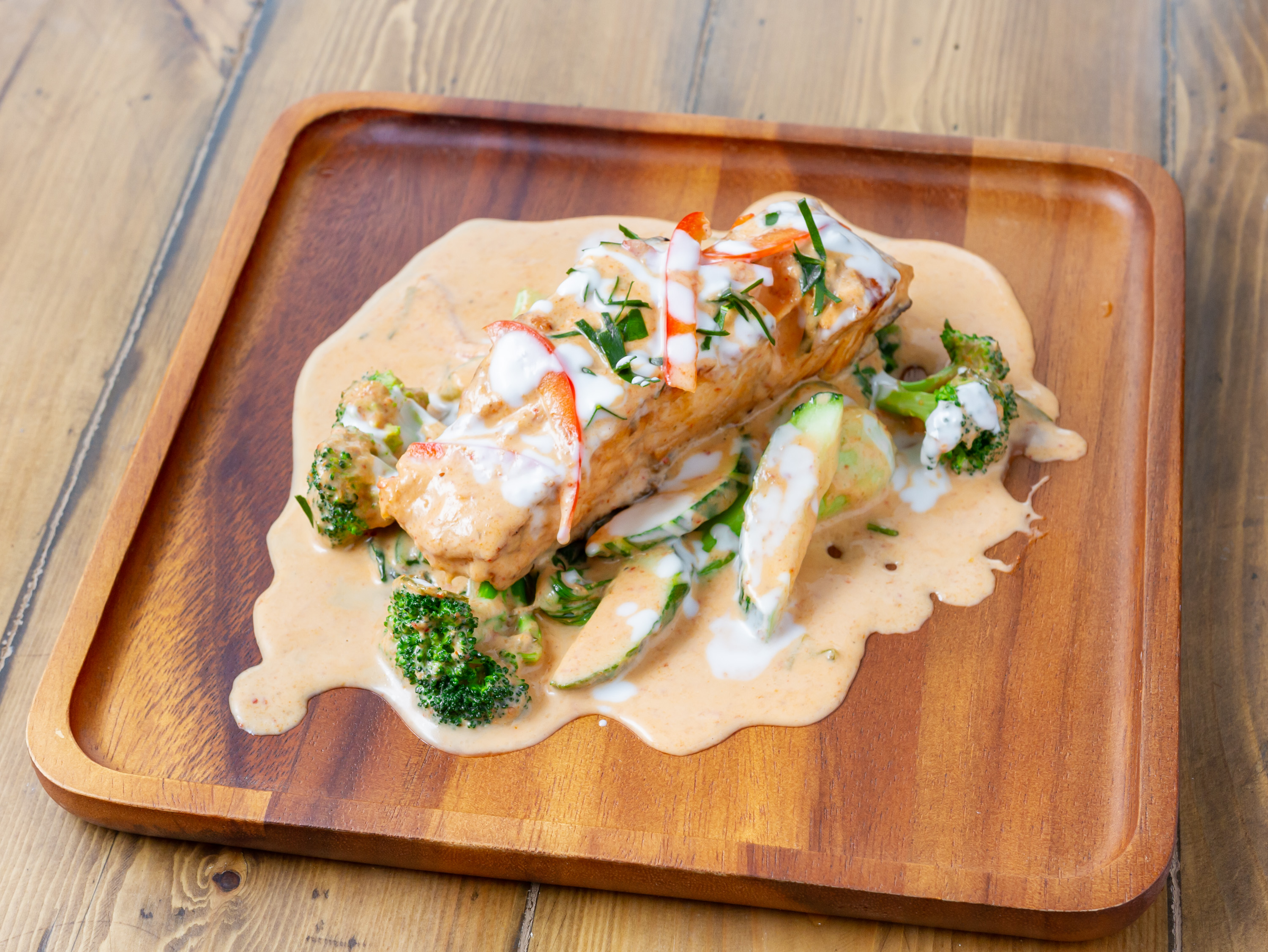 Order Panang Salmon food online from Be More Thai store, Baltimore on bringmethat.com