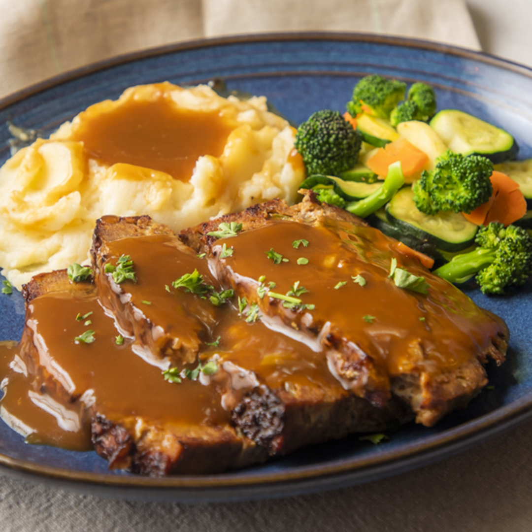 Order Meatloaf Meal Family Meal (Large) food online from Hof Hut store, Long Beach on bringmethat.com