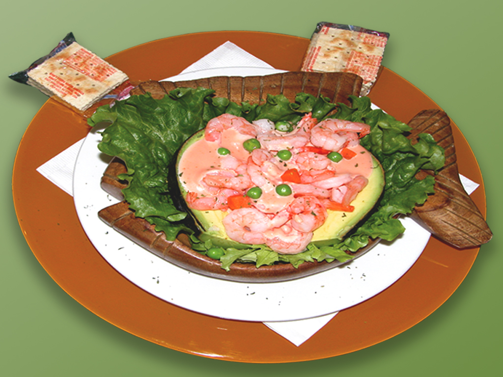 Order 1. Aguacate Relleno con Camarones food online from Cositas Ricas Corp store, Queens on bringmethat.com