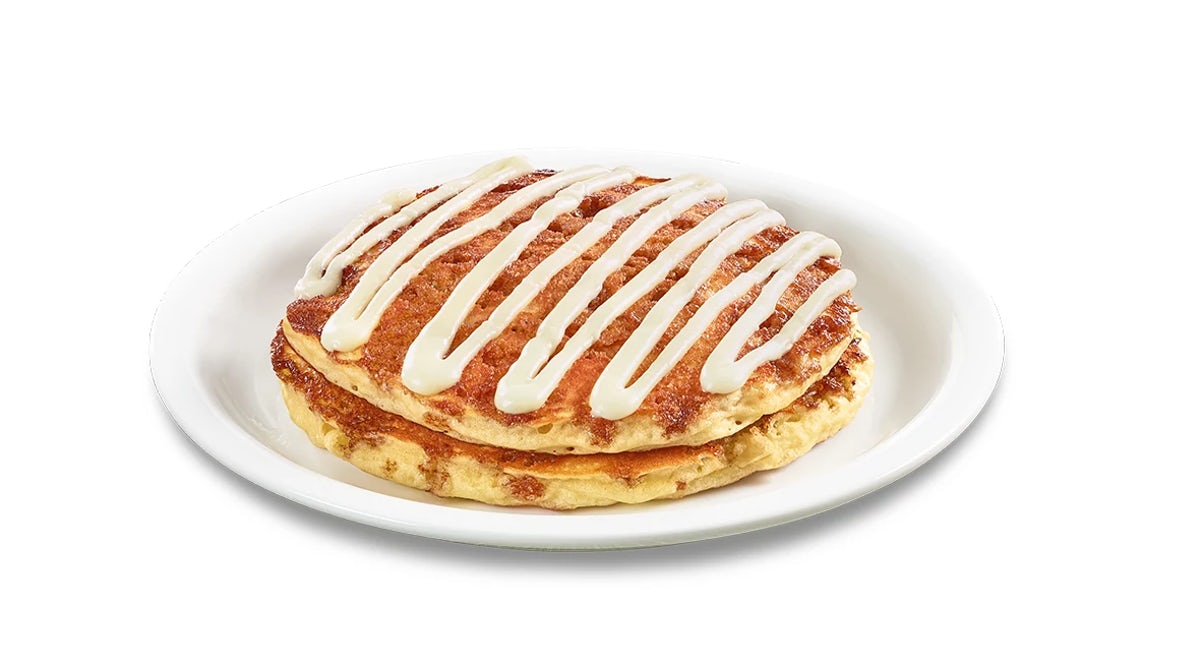 Order Stack of Cinnamon Roll Pancakes  food online from Denny's store, Thomasville on bringmethat.com