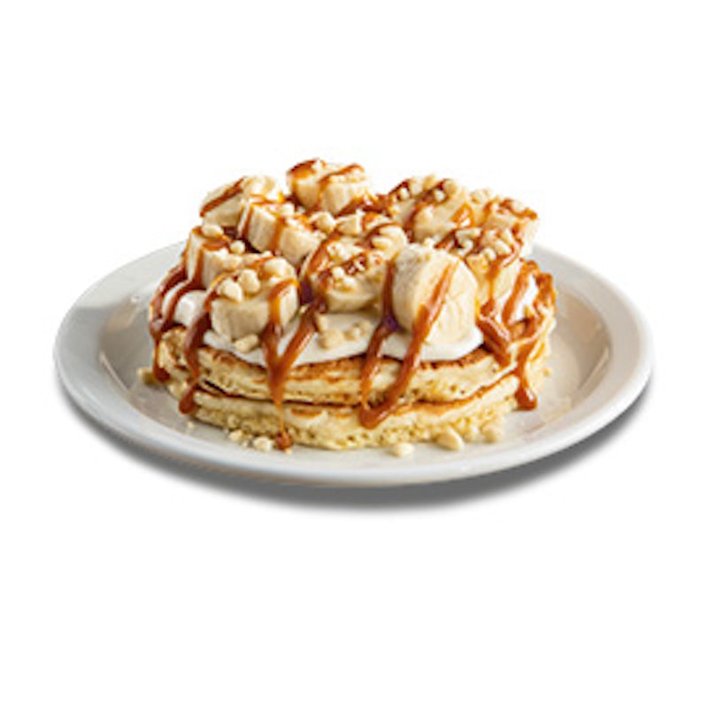 Order Stack of It's Bananas Salted Caramel Pancakes food online from Denny's store, Thomasville on bringmethat.com