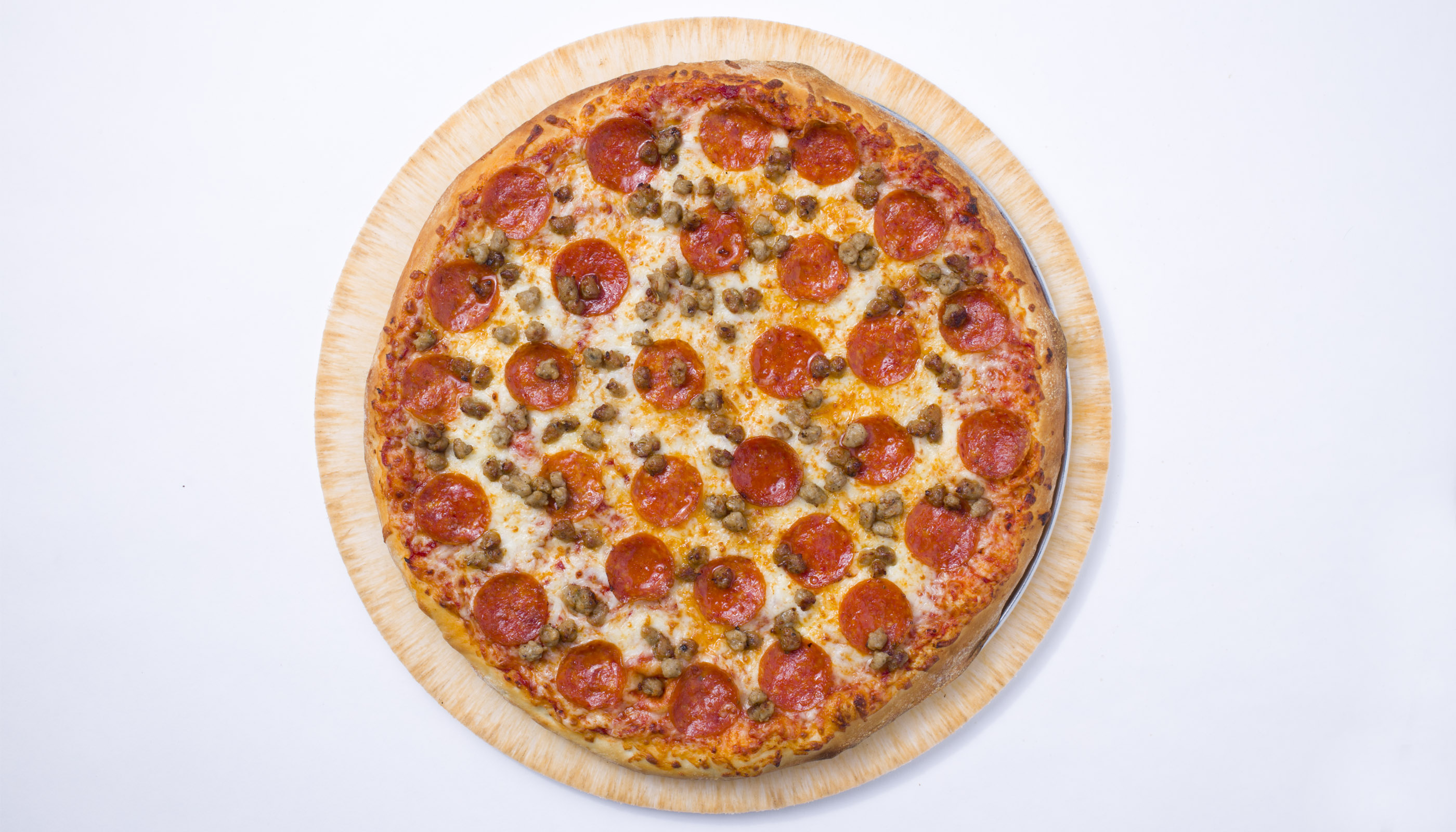 Order Large Thin Crust Pepperoni and Sausage Pizza food online from John Incredible Pizza store, Buena Park on bringmethat.com
