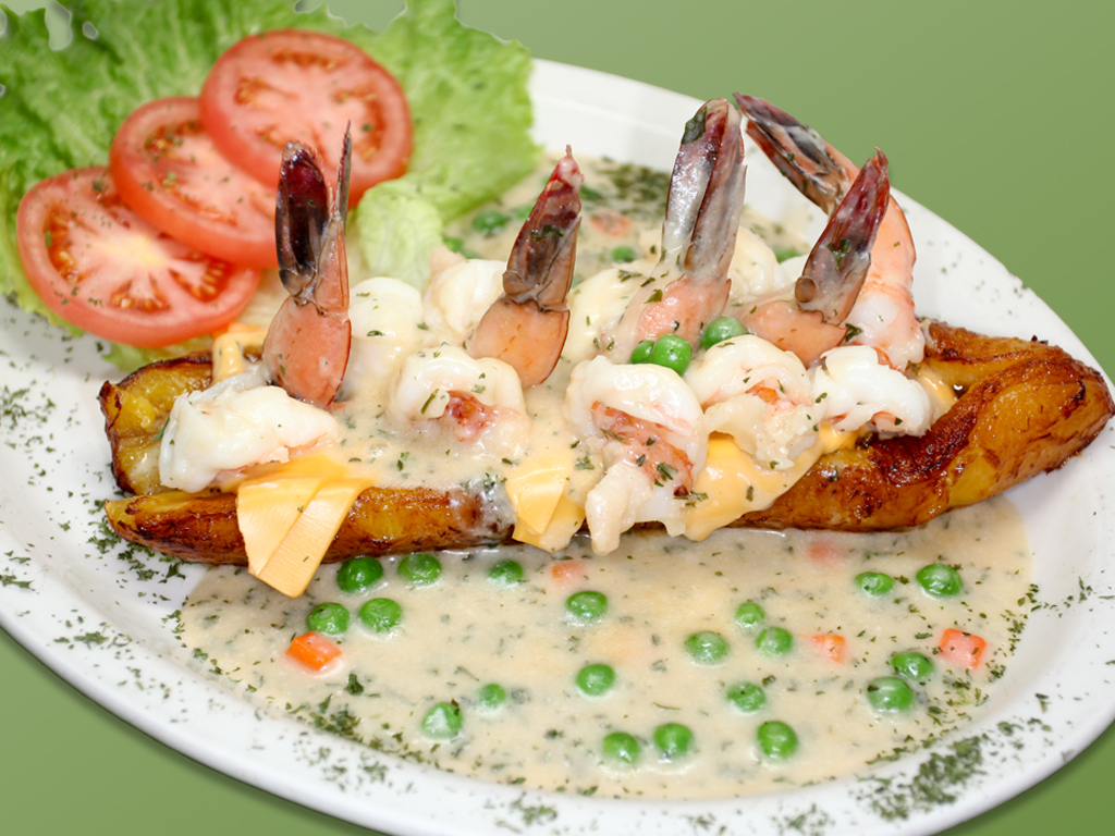 Order 74. Maduro con Camarones food online from Cositas Ricas Corp store, Queens on bringmethat.com