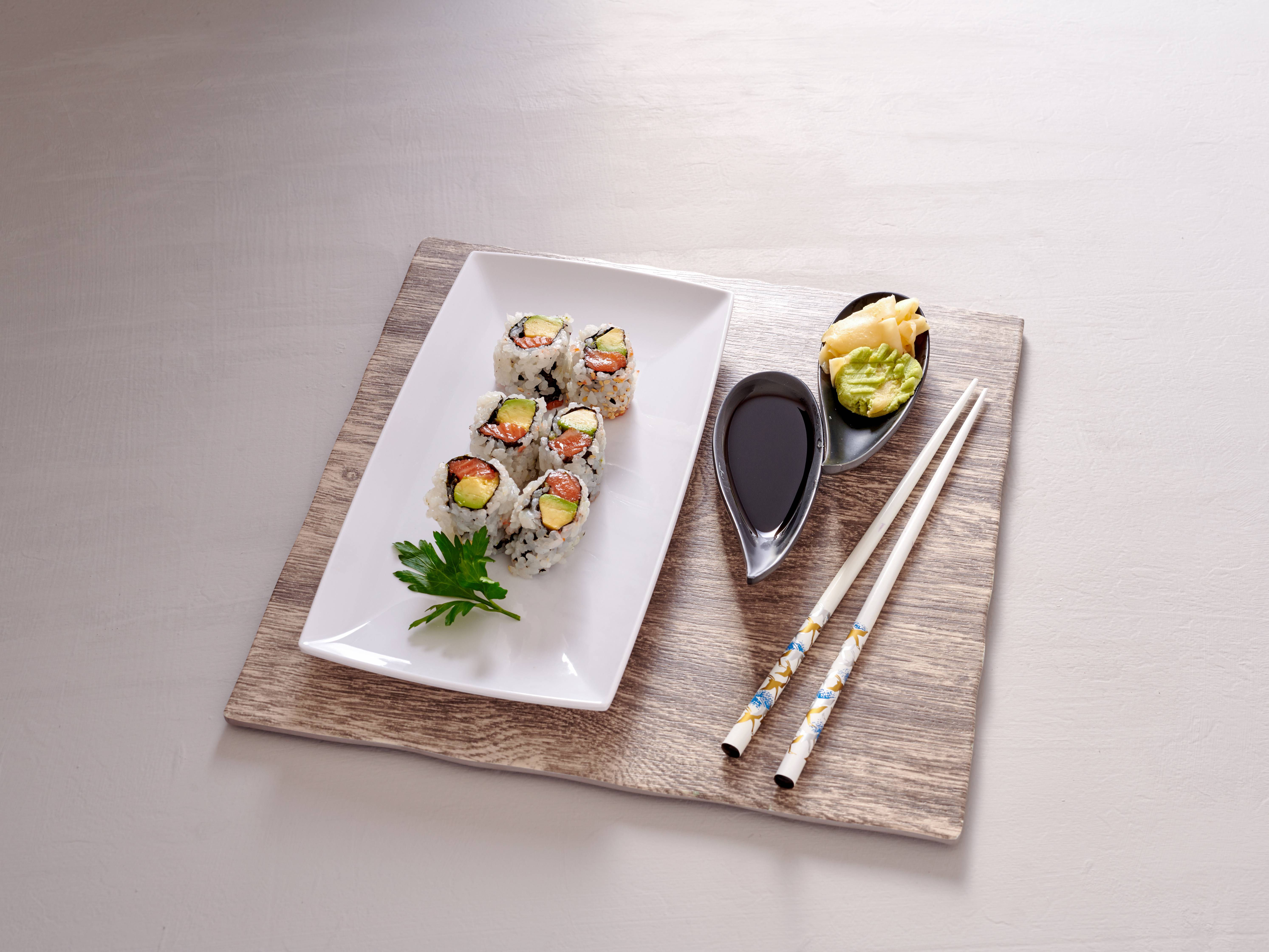 Order 6 Pieces Salmon Avocado Roll food online from Ichiban Sushi & Ramen store, Arlington on bringmethat.com