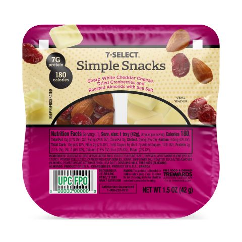 Order 7-Select Simple Snack Sharp Whole Almond Cranberry food online from 7-Eleven store, Arlington on bringmethat.com