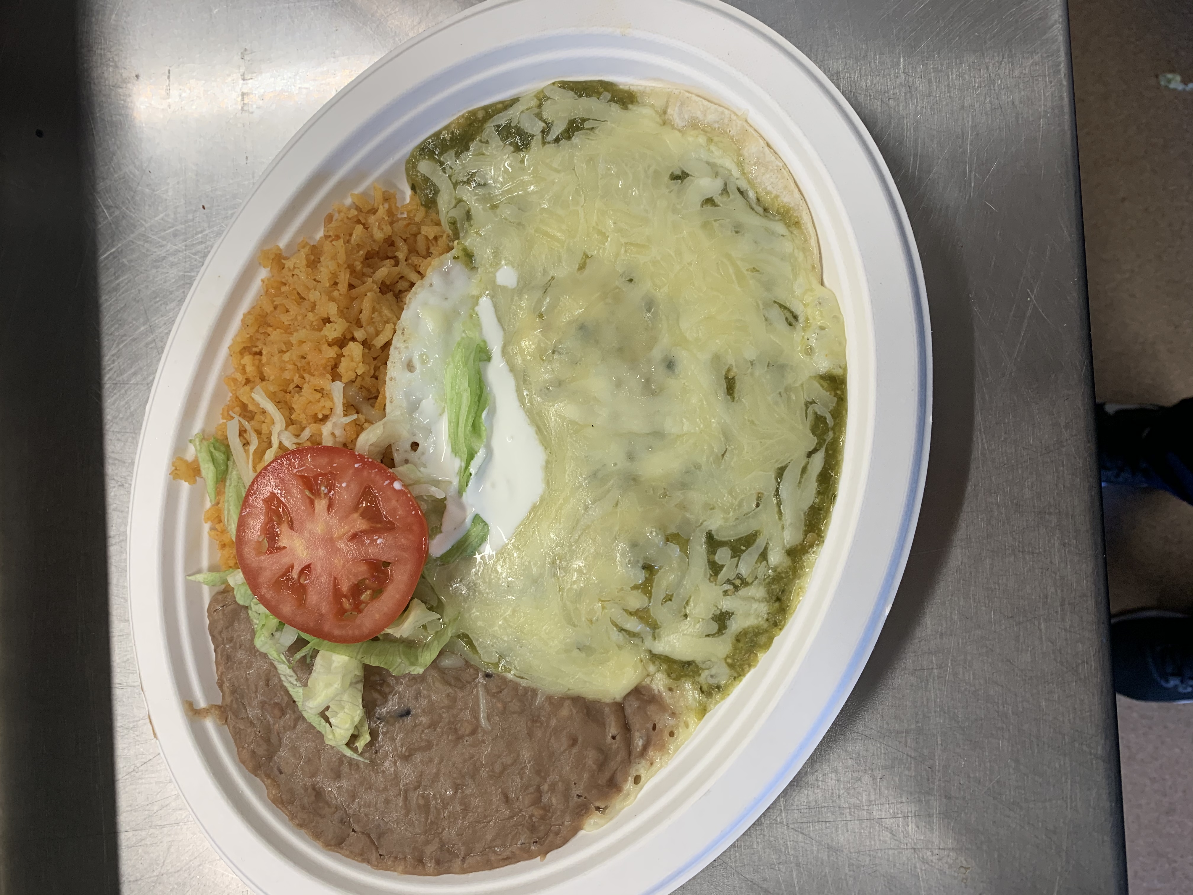 Order Combo plate Chile Verde  food online from Tacos El Viejon store, Morro Bay on bringmethat.com