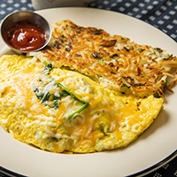 Order Spinach, Mushroom & Cheese Omelette food online from Hof Hut store, Long Beach on bringmethat.com