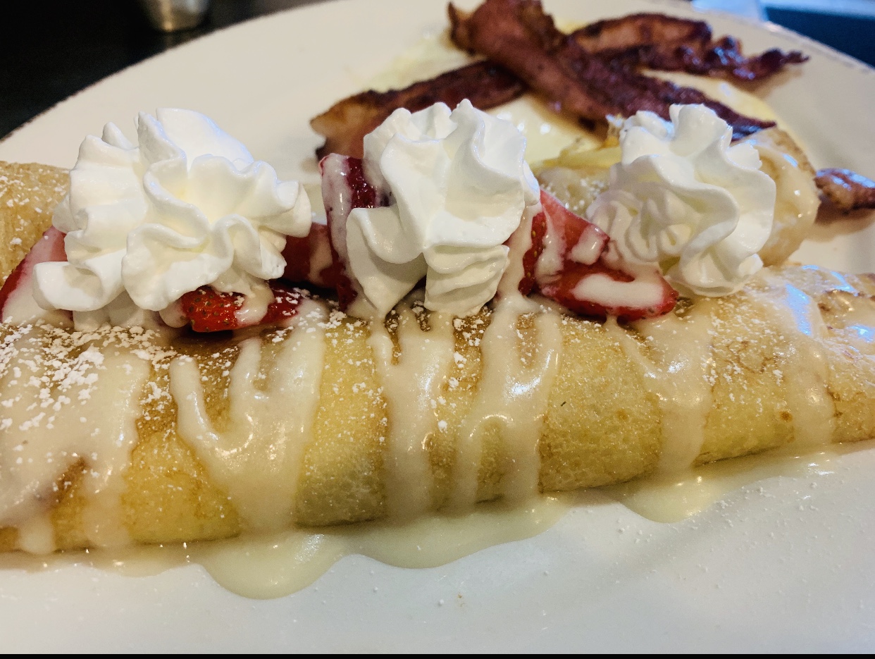 Order Strawberry Cream Crepes food online from Stacks store, Tinley Park on bringmethat.com