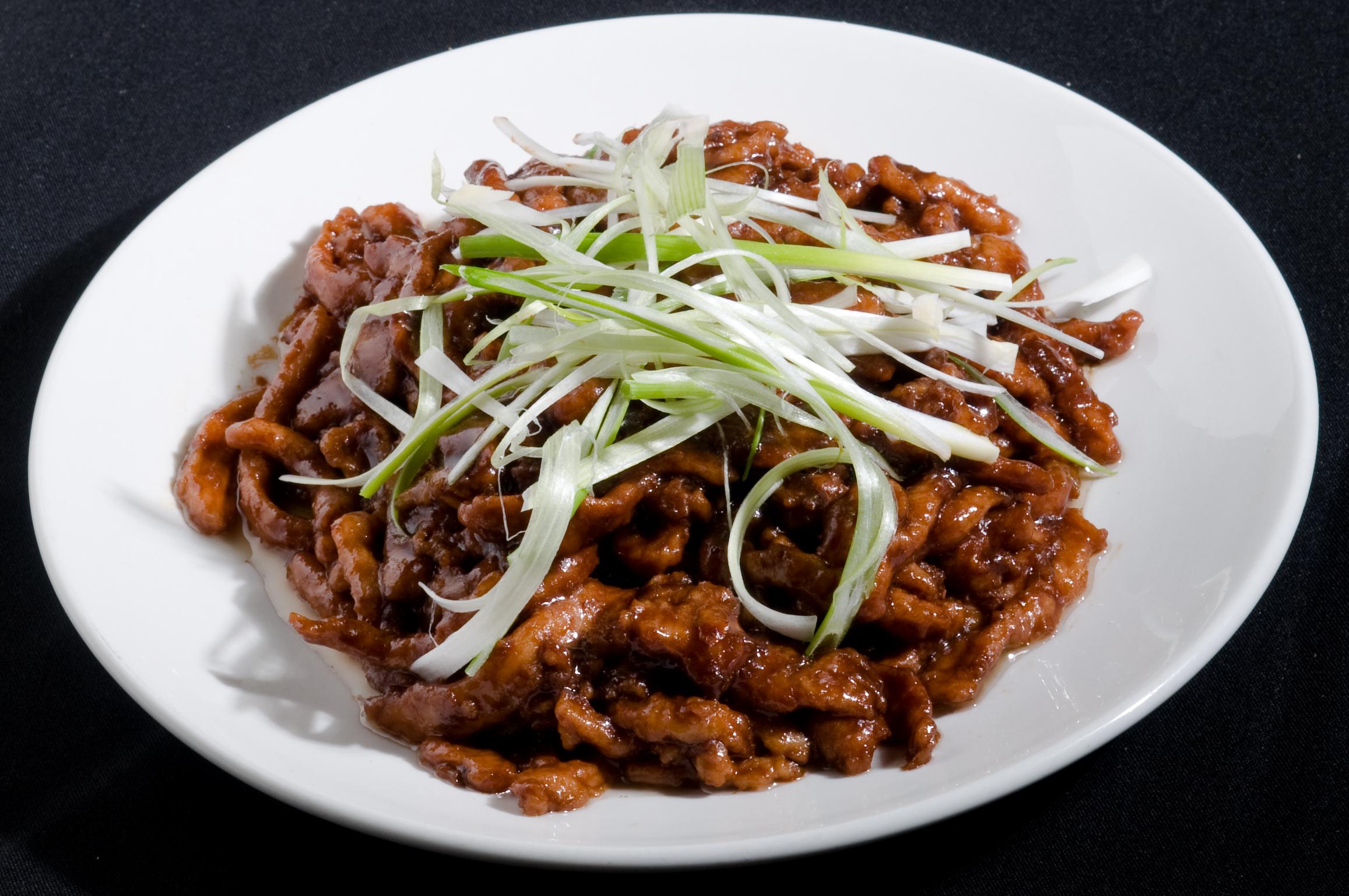 Order G2. Shredded Pork with Bejing Plum Sauce food online from Shu Han Ju Chinese Restaurant store, New York on bringmethat.com