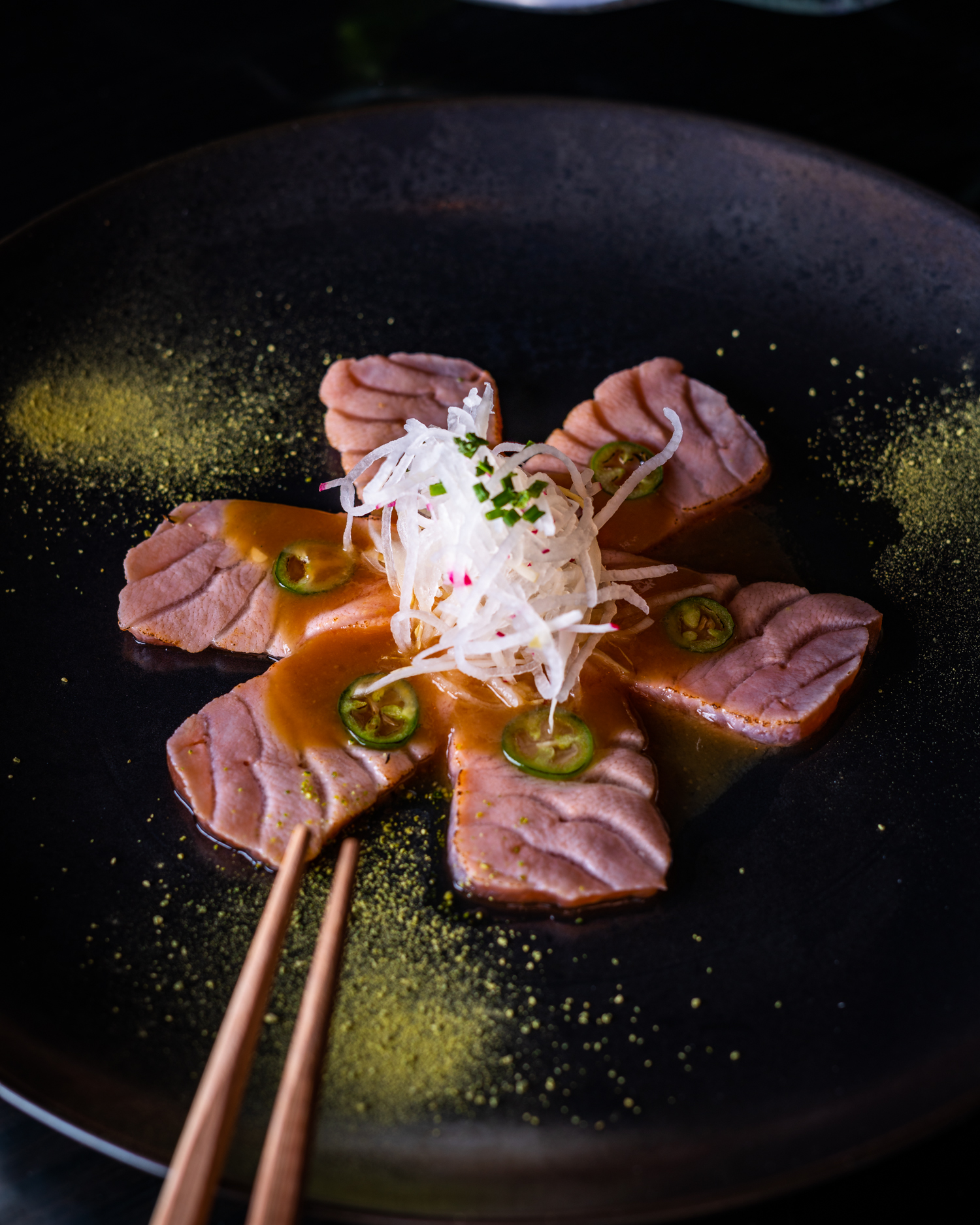 Order Seared Salmon Sashimi food online from Tao Downtown store, New York on bringmethat.com