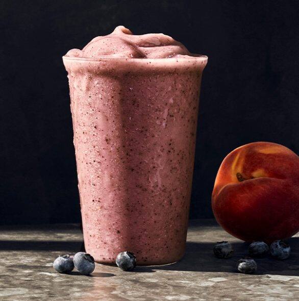 Order Peach & Blueberry Smoothie With Almondmilk food online from Panera store, Virginia Beach on bringmethat.com