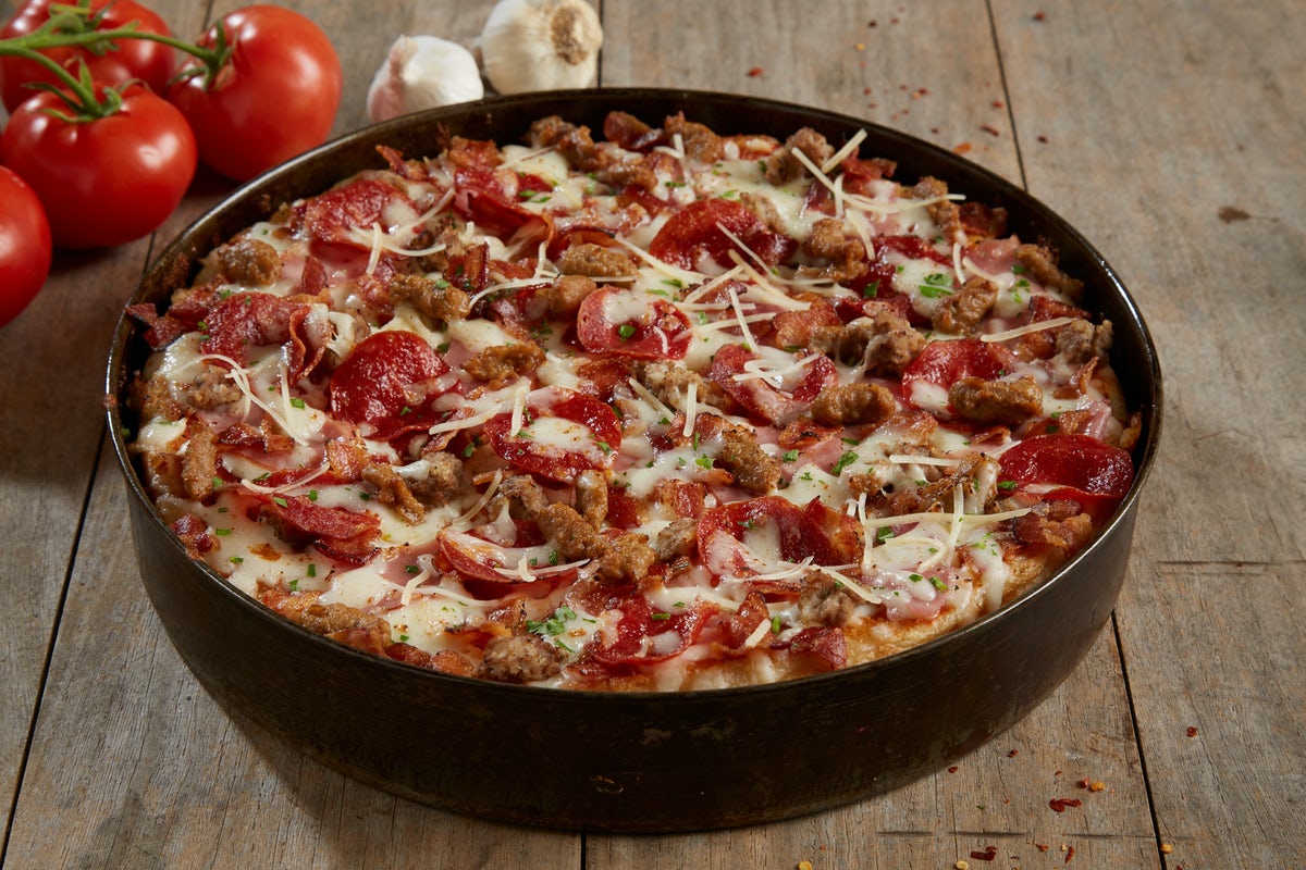 Order Gourmet Five Meat Pizza - Shareable food online from BJ's Restaurant & Brewhouse store, Waco on bringmethat.com