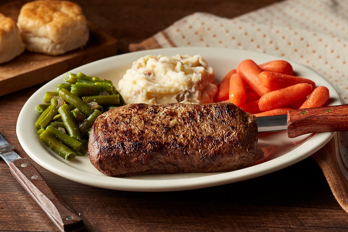 Order Grilled Sirloin Steak* food online from Cracker Barrel store, Rochester on bringmethat.com